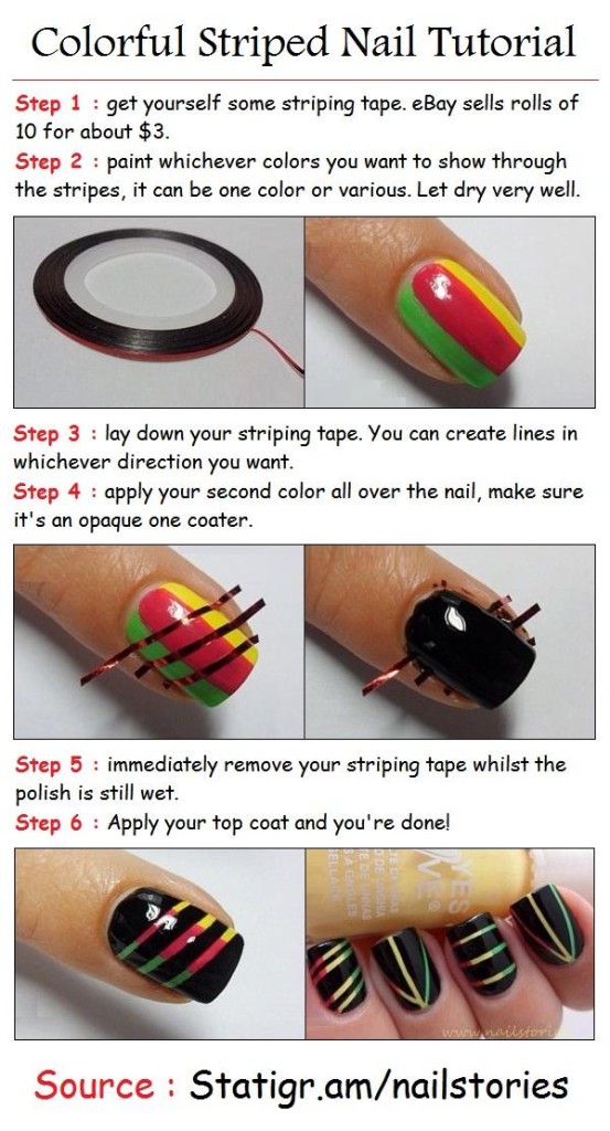 Colorful Striped Nail Tutorial