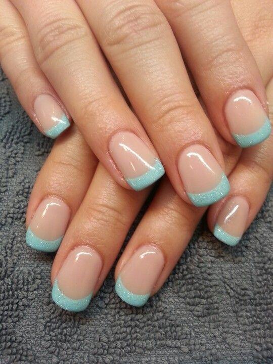 teal french manicure