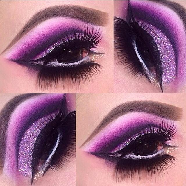 purple glitter eye makeup