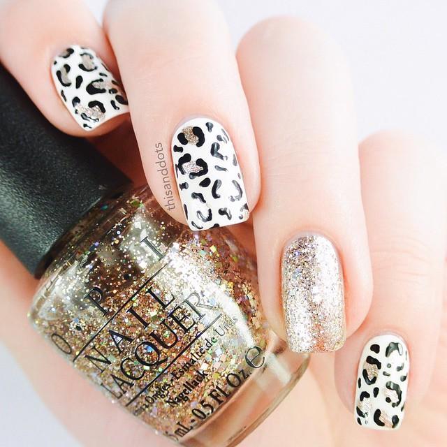 Leopard Glitter Mani