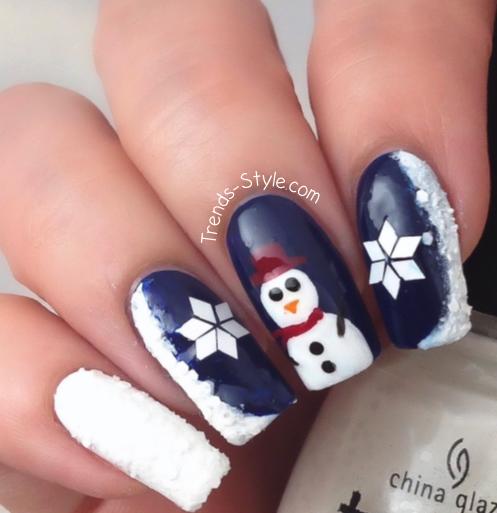 snowman nail art