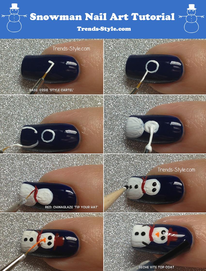 snowman nail tutorial