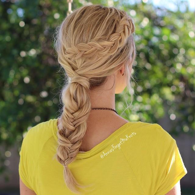 mixed braided ponytail