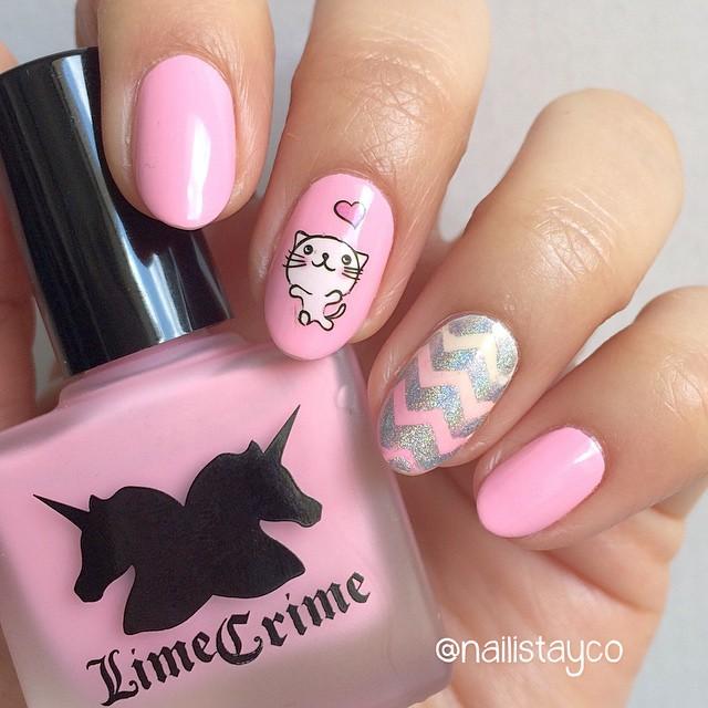 stunning pink nail design
