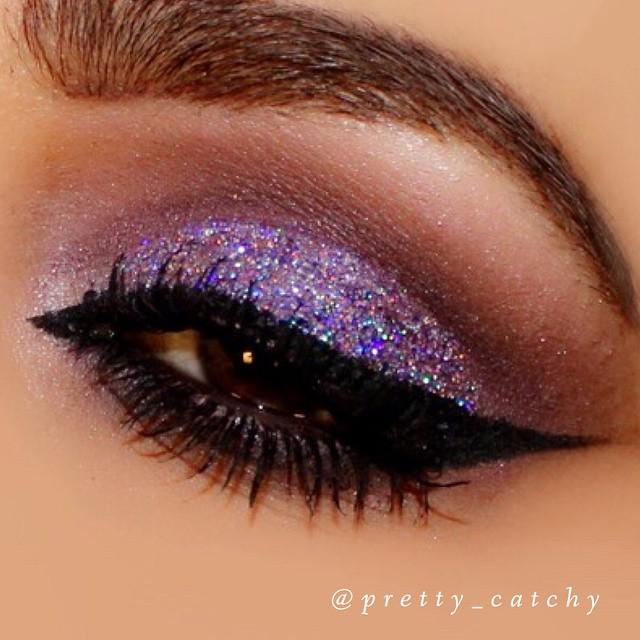 purple glitter eye