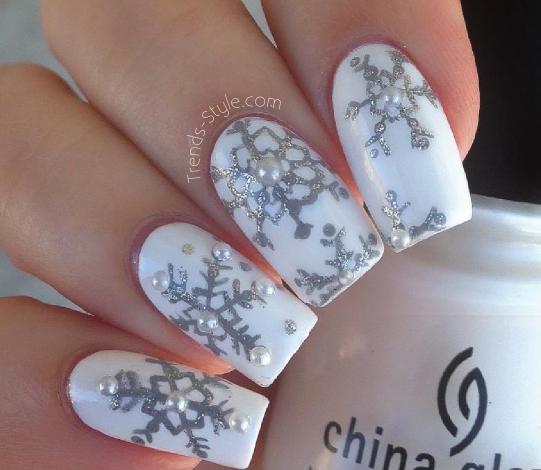 snowflake nail art design