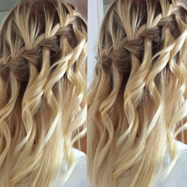 waterfall braid & curls