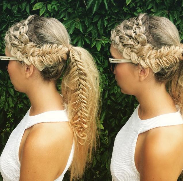 crown braid into braided ponytail