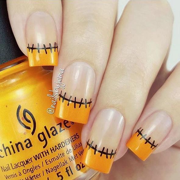 halloween french tip nails