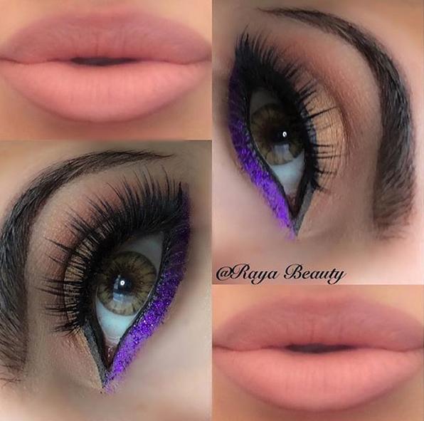 purple eyeliner pink lips combo - obsessed