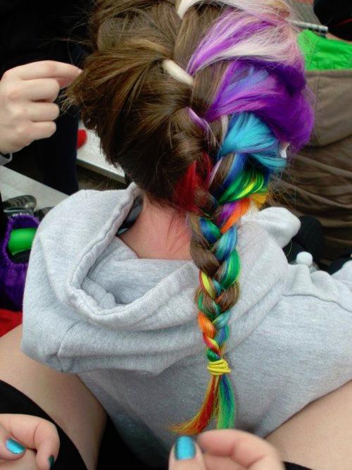 rainbow braided hairstyle