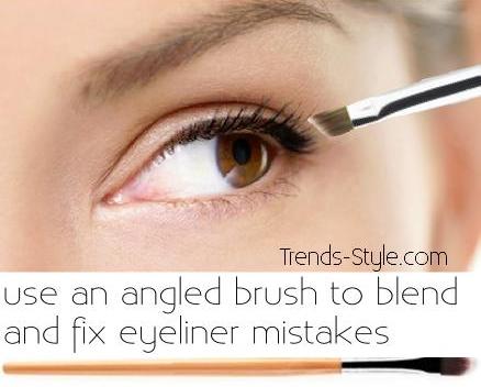 Use and angled brush to easily blend and fix eyeliner mistakes